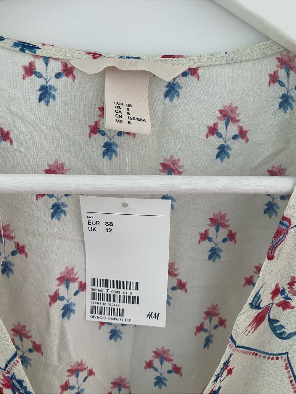 H&M Cream Maxi Dress with Pink and Blue Floral Print - Picture 9 of 9